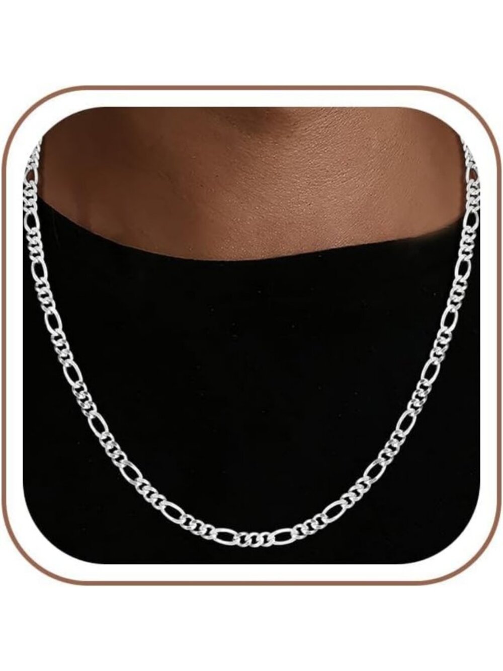 925 Sterling Silver Figaro Chain - Dainty Diamond Cut 4mm Necklace for Men